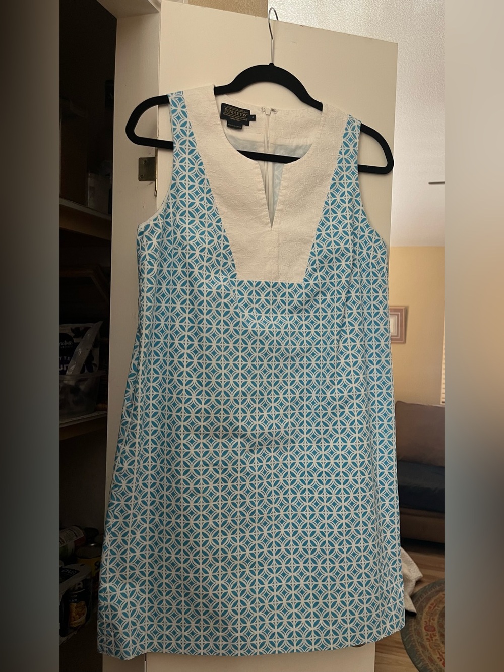 Pendleton Vista Sleeveless Blue and White Shift size 8